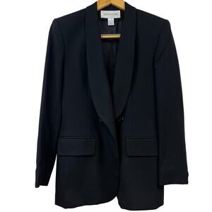 Jones New York Womens 100% Wool Blazer Black Sz 4 Tuxedo Style